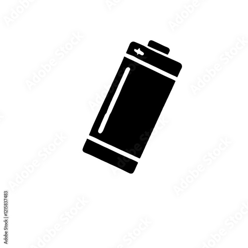 AA Battery Icon: A simple, bold black icon of an AA battery, perfect for illustrating power, energy, or electronic device concepts.  