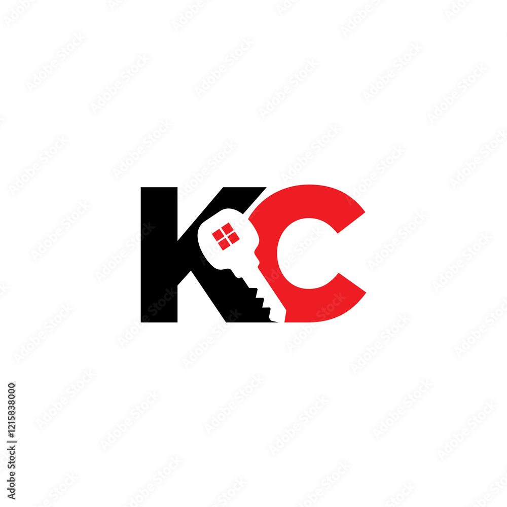 004 Abstract Letters K and C With Negative Space Key 004 Abstract Letters K and C With Negative Space Key