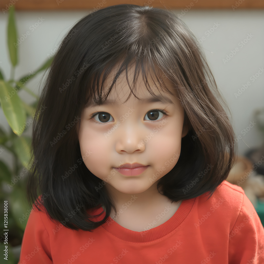 Una preciosa pequeña con mejillas redondas y cabello negro brillante como la noche. Una preciosa pequeña con mejillas redondas y cabello negro brillante como la noche.