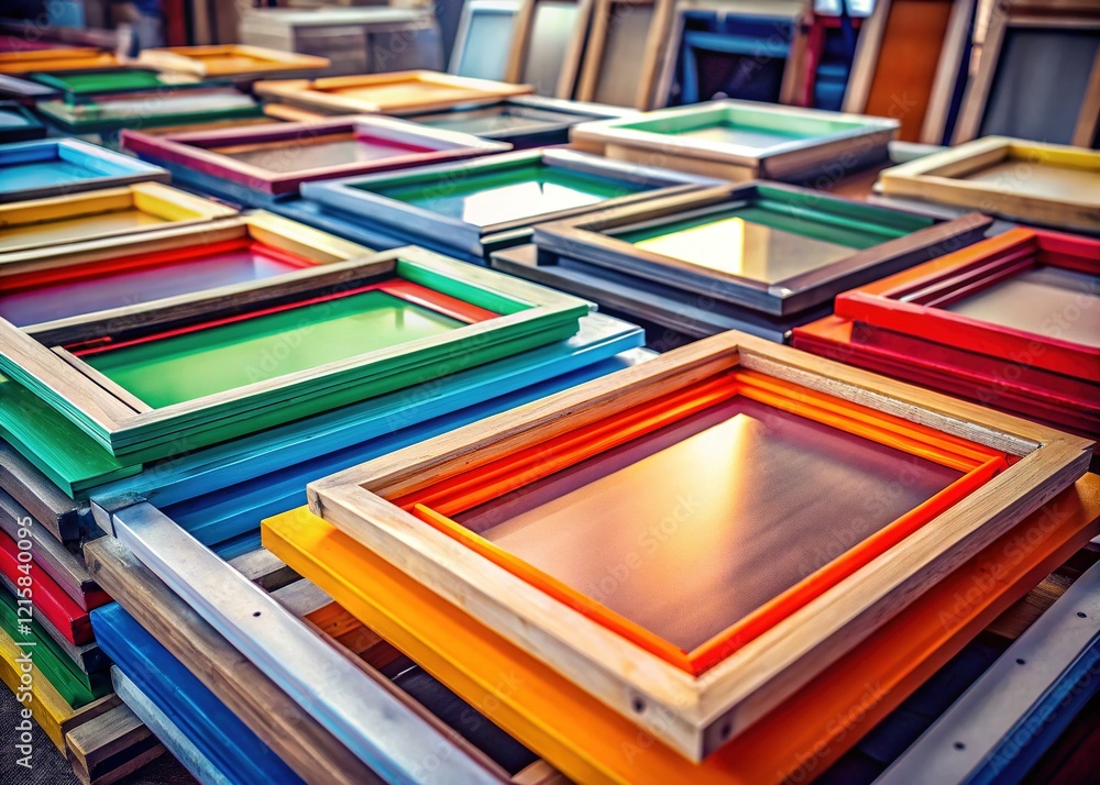 Obraz premium High-Resolution Image: Silk Screen Printing Frames for Textile Industry