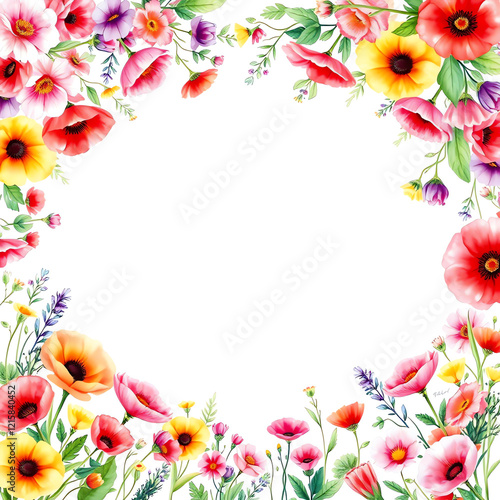 Wallpaper Mural Floral Border with Colorful Blossoms Torontodigital.ca