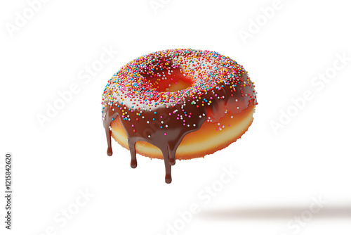 Donut with Chocolate Glaze and Colorful Sprinkles.