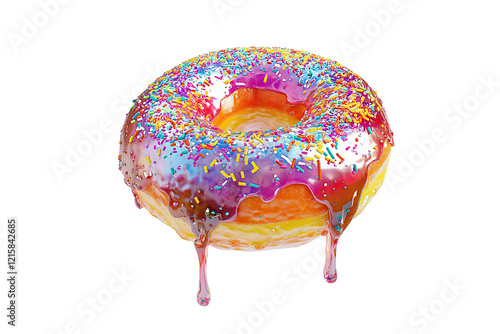 Donut with Chocolate Glaze and Colorful Sprinkles.