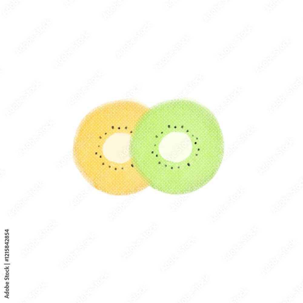 Obraz premium 半分にカットされたかわいい手書きのキウイ