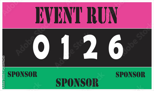 Pink colored marathon number bib isolated on white.