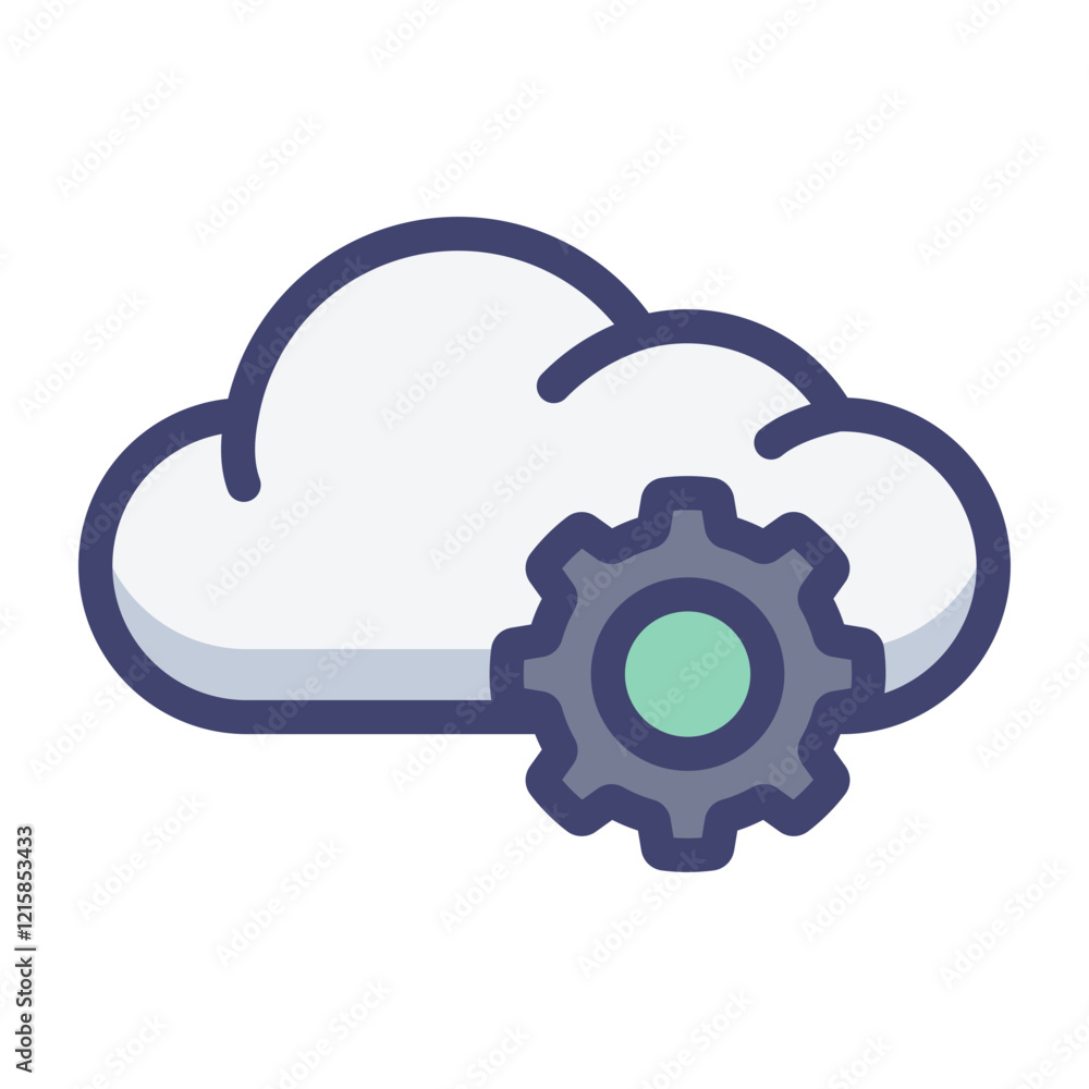 cloud server setting filled style cloud server setting filled style