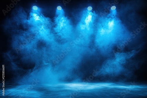 Wallpaper Mural Blue stage lighting with smoke effect. Ideal for music, concert, or event backgrounds. Torontodigital.ca