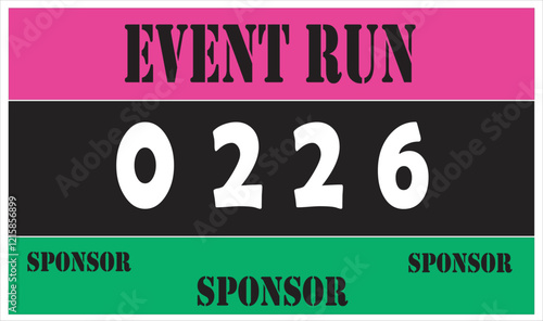 Pink colored marathon number bib isolated on white.