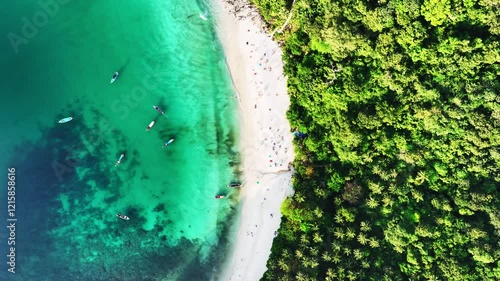 Wallpaper Mural Beautiful sea summer landscape, Waves sea water surface High quality video Bird's eye view,Drone top view waves crashing on sand beach,Nature ocean sea beach background Torontodigital.ca
