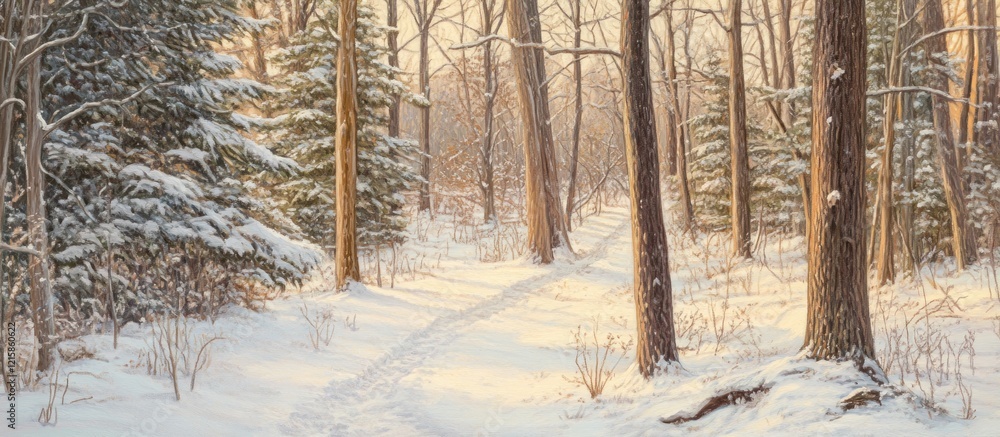 Obraz premium Snowy Forest Path