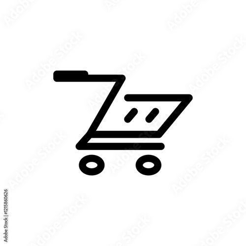 Line icon of a shopping cart. Buy or Shop Now button. Minimalist and modern design, perfect for e commerce platforms, mobile apps, websites, or promotional materials