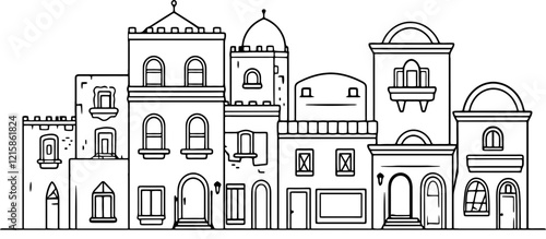 Middle east arabian housing drawing