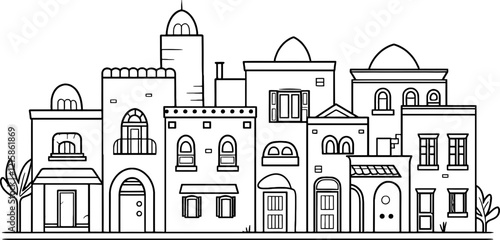 Middle east arabian housing drawing