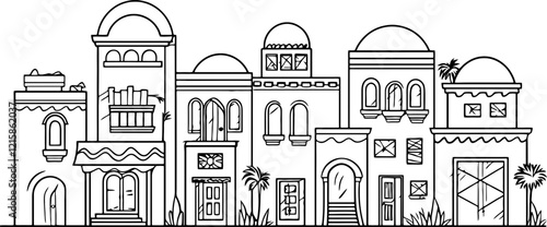 Middle east arabian housing drawing