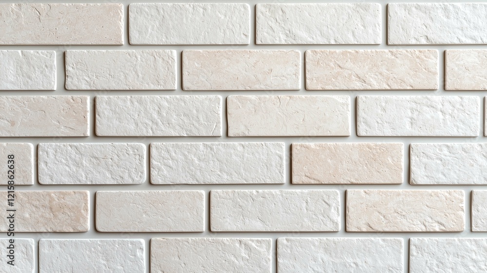 Obraz premium A textured white brick wall with a uniform pattern, ideal for backgrounds and interior design projects.