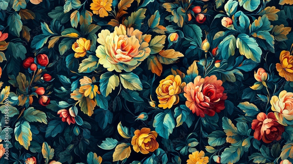 Seamless nature-inspired background adorned with floral motifs. Seamless nature-inspired background adorned with floral motifs.