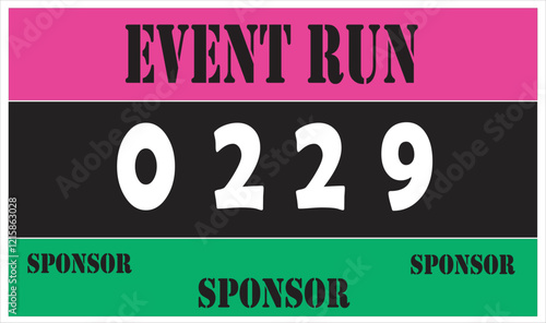 Pink colored marathon number bib isolated on white.