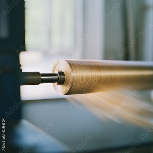 Industrial Roll of Material in Motion.