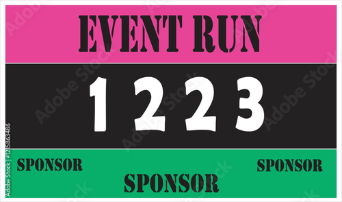 Pink colored marathon number bib isolated on white.