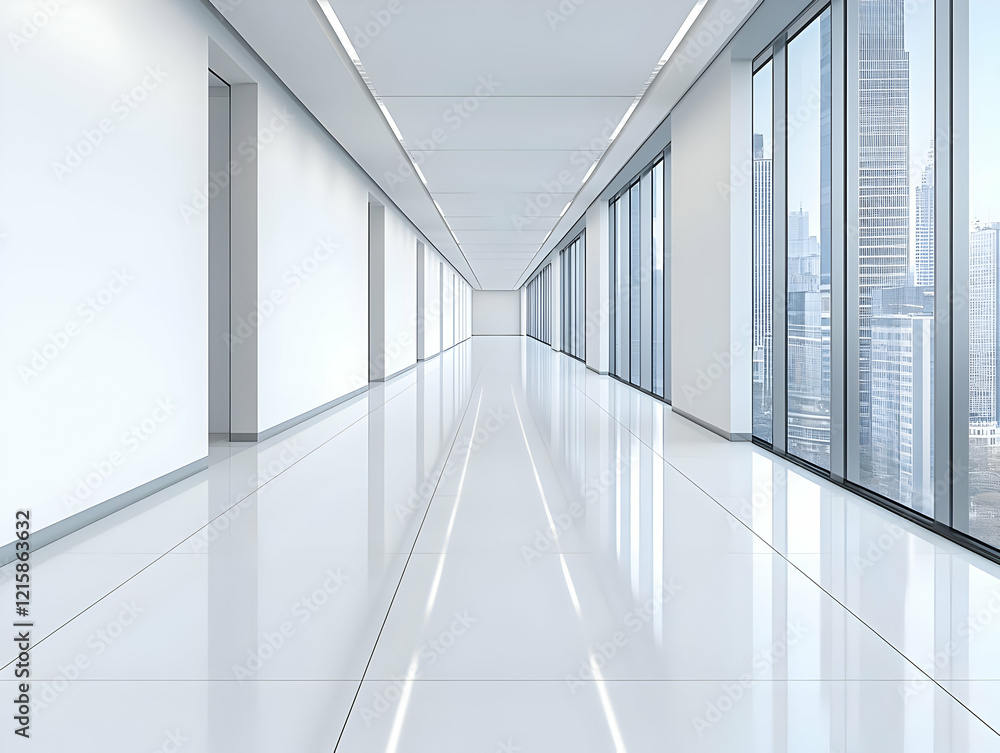 Modern Office Corridor 3D Illustration Modern Office Corridor 3D Illustration