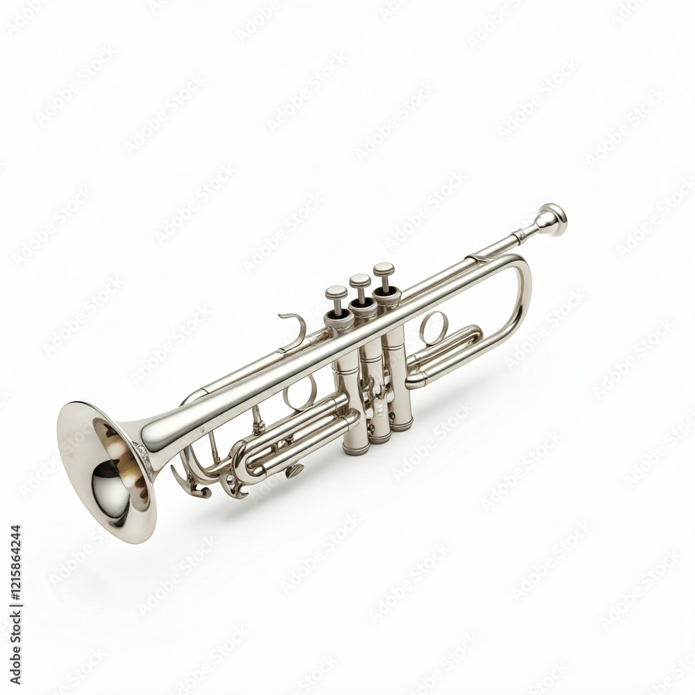 Obraz premium silver trumpet isolated on white background
