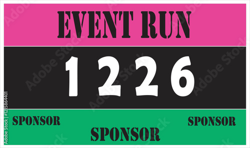 Pink colored marathon number bib isolated on white.