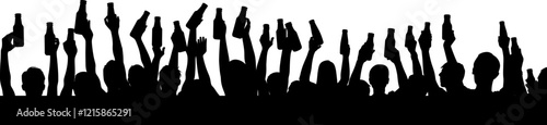 crowd hand holding beer bottle silhouette