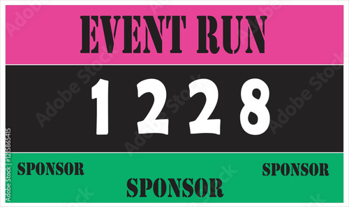 Pink colored marathon number bib isolated on white.