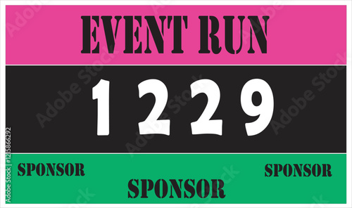 Pink colored marathon number bib isolated on white.