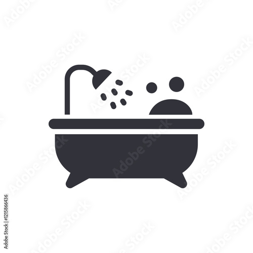 Bathtub solid icons, minimalist vector illustration ,simple transparent graphic element .Isolated on white background