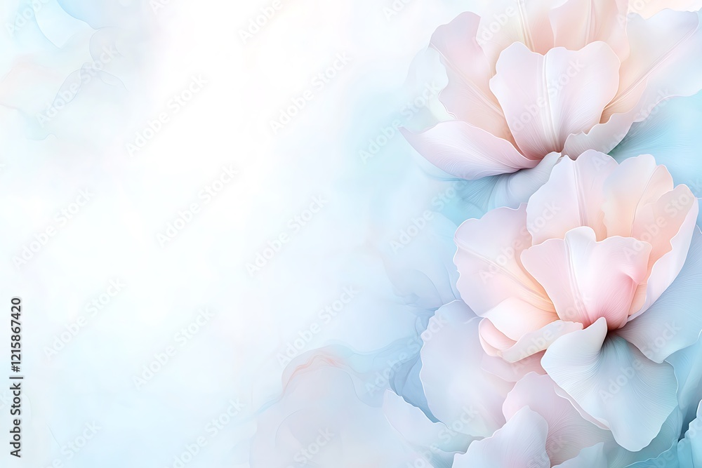 Fototapeta premium Floral blossom action in nature background floral environment soft colors tranquil viewpoint