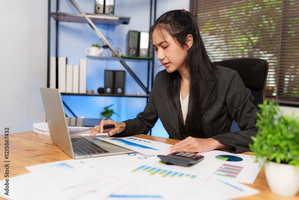 Asian business woman happily working at office
Asian business woman happily working at office