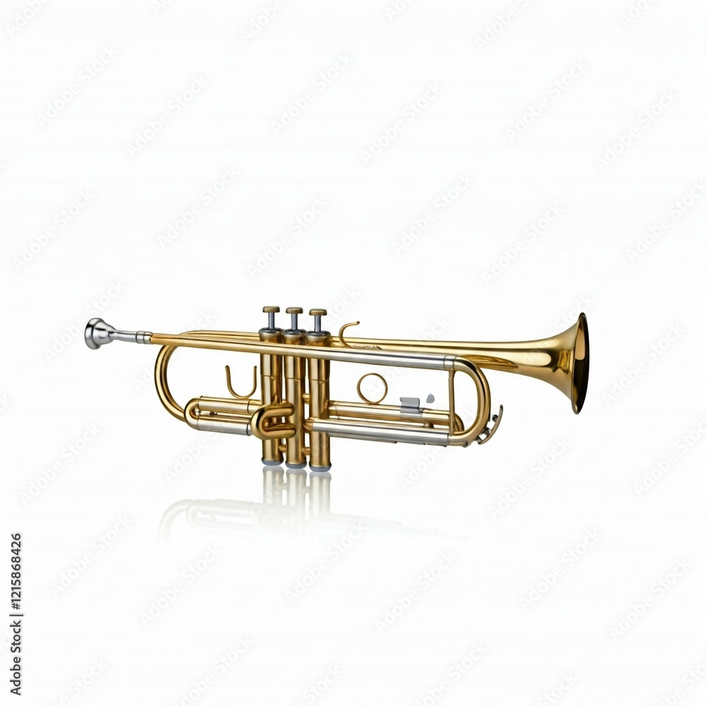 Obraz premium gold trumpet musical instrument isolated on white background