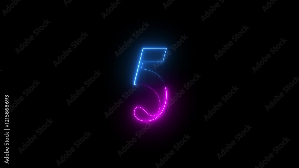 5 text number neon glowing animation. Neon glowing animation above 5 digit text. number 5 neon text concept 5 text number neon glowing animation. Neon glowing animation above 5 digit text. number 5 neon text concept