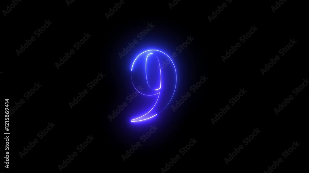 9 text number neon glowing animation. Neon glowing animation above 9 digit text. number 9 neon text concept 9 text number neon glowing animation. Neon glowing animation above 9 digit text. number 9 neon text concept