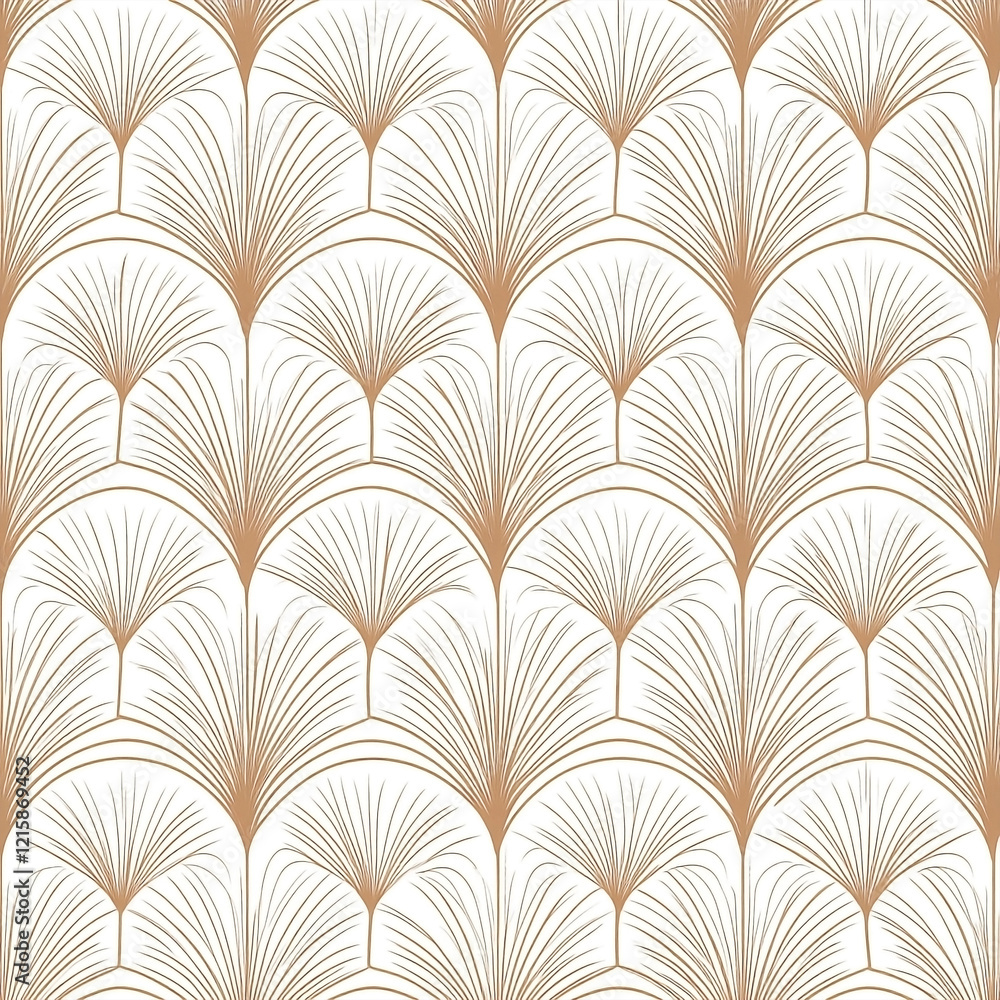 Elegant Seamless Pattern with Art Deco Style Brown Lines on a White Background Elegant Seamless Pattern with Art Deco Style Brown Lines on a White Background