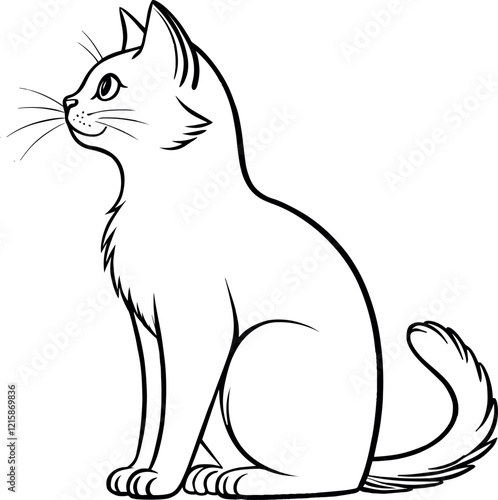 Cartoon Cat Outline Illustration for Kids