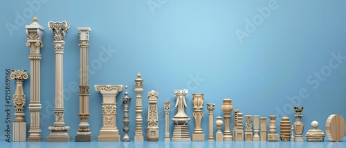 Bundle of wooden newel posts and balustrade components for DIY enthusiasts, bundle, woodworking, balustrade, newel posts, enthusiasts