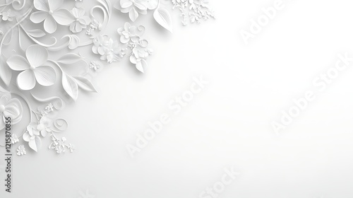 White Paper Flowers Corner Design Background