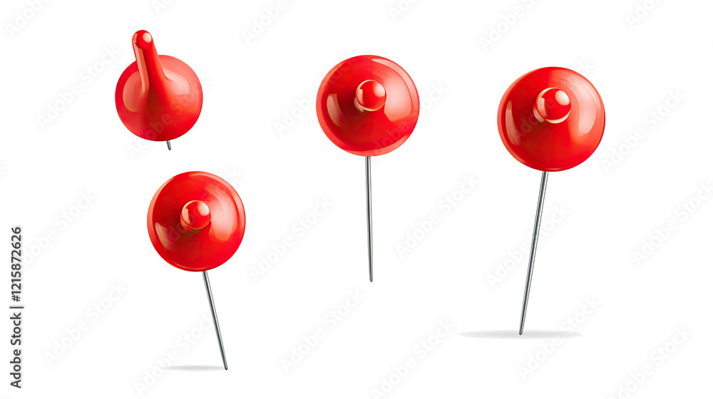 Large Red Push Pin Collection on Transparent Background Generative AI Large Red Push Pin Collection on Transparent Background Generative AI