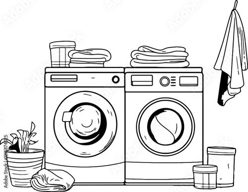laundry drawing outline