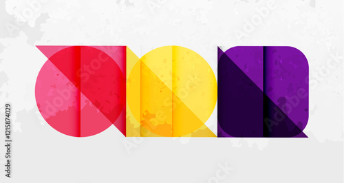 Squares, circles and triangles and grainy noisy texture. Vector Illustration For Wallpaper, Banner, Background, Card, Book Illustration, landing page