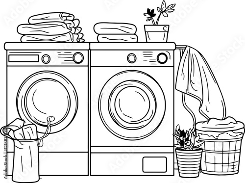 laundry drawing outline