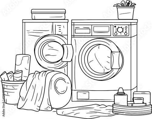 laundry drawing outline