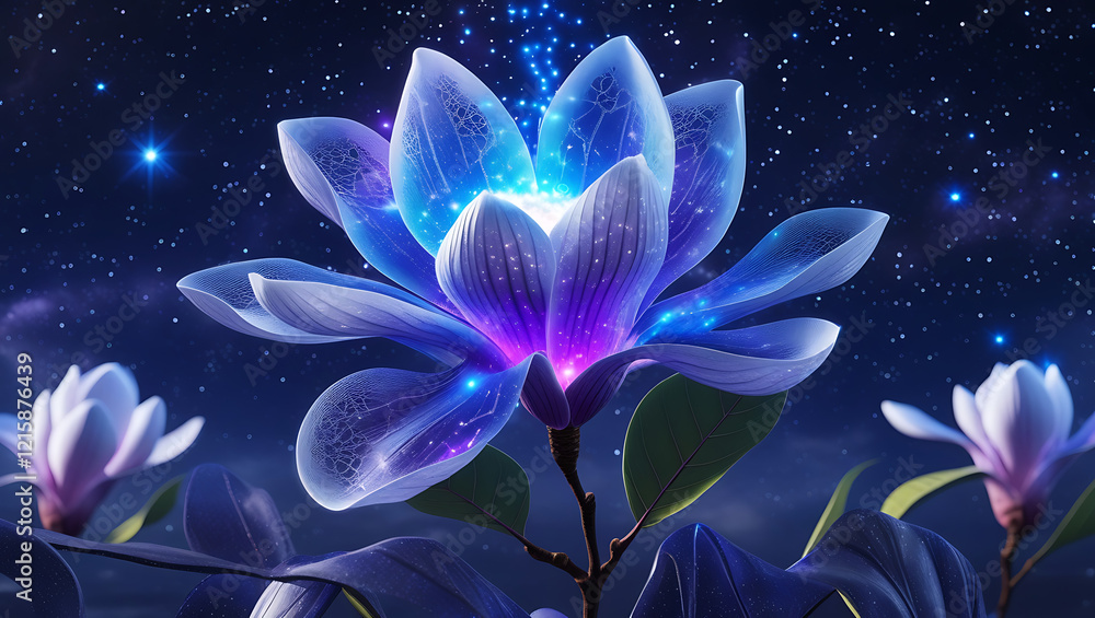 Fototapeta premium cosmic magnolia flower, created by generative ai