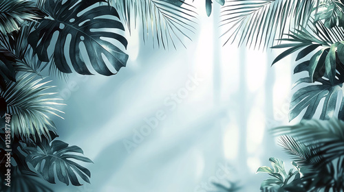 Serene Tropical Leaves: Lush Greenery Background Image photo