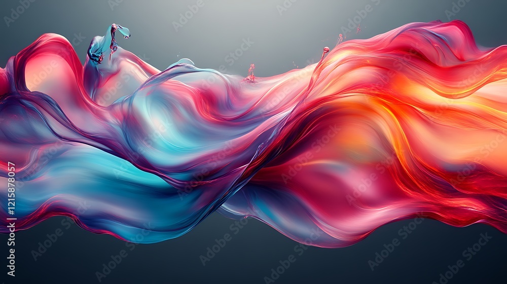 Fototapeta premium Abstract Fluid Art Red Blue Swirling Waves