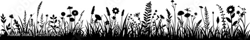 grass and flowers silhouette