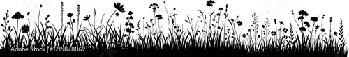 grass and flowers silhouette
