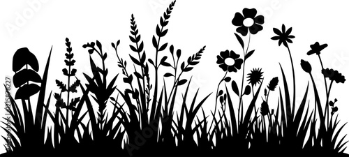 grass and flowers silhouette